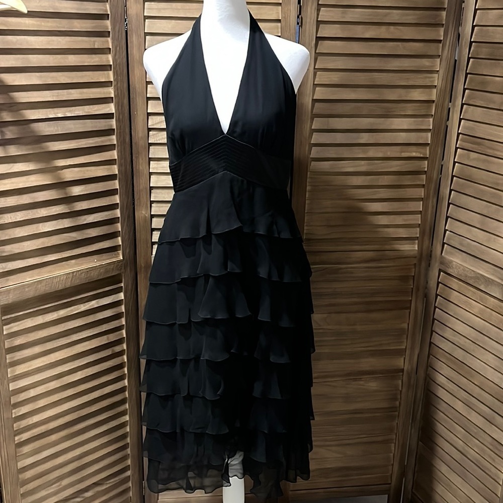 Laundry by Shelli Segal Black Silk Halter Dress Size 8